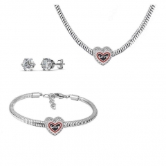 Stainless Steel Charm Necklace Bracelet Earring Jewelry Set PDS256
