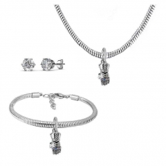 Stainless Steel Charm Necklace Bracelet Earring Jewelry Set PDS280