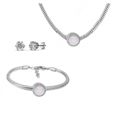 Stainless Steel Charm Necklace Bracelet Earring Jewelry Set PDS267
