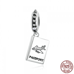 925 Sterling Silver PASSPORT Airplane Charm Fit Bracelet Travel Beads & Jewelry Making PAS085 CHARM-0239