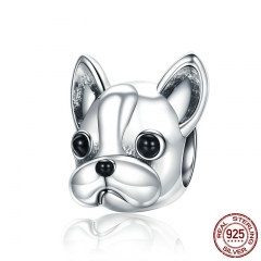 925 Sterling Silver Loyal Partners French BULLDOG Doggy Animal Beads fit Women Charm Bracelets Dog Jewelry SCC315 CHARM-0340