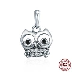 Hot Sale 925 Sterling Silver Lovely Animal Owl Pendant Charms fit Women Charm Bracelets & Necklaces DIY jewelry SCC341 CHARM-0447