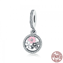 925 Sterling Silver Poetic Blooms, Mixed Enamels & Clear CZ Charms fit Bracelets & Bangles DIY Fine Jewelry Gift SCC139 CHARM-0256