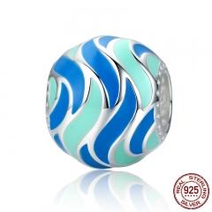 Authentic 100% 925 Sterling Silver Tropical Fish Pattern Enamel Charm Beads fit Bracelets Bangles DIY Jewelry SCC293 CHARM-0367