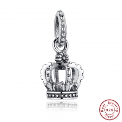 GIRL'S Birthday Party Gift Noble Elegant 100% 925 Sterling Silver Crown Pendant Princess Charm Fit Bracelet PAS019 CHARM-0054