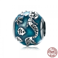 100% 925 Sterling Silver Mermaid's Missing Enamel Fish Ocean Charm Beads fit Charm Bracelet Bangles Jewelry Making SCC819 CHARM-0877