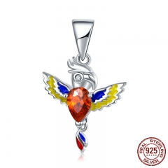 Genuine 100% 925 Sterling Silver Color Enamel Parrot Pendant Charm fit Charm Bracelets & Necklaces DIY Jewelry BSC020 CHARM-0885