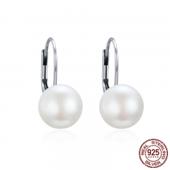 925 Sterling Silver Elegant Glittering Fresh Water Pearl Drop Earrings for Women Sterling Silver Jewelry Brincos SCE187 EARR-0219