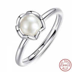 Original 925 Sterling SILVER RING WITH WHITE FRESH WATER CULTURED PEARL Authentic Cultured Elegance Pearl Jewelry PA7118 RING-0007