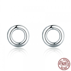 New Arrival Fashion 925 Sterling Silver Minimalism Round Circle Stud Earrings for Women Sterling Silver Jewelry SCE349-1H EARR-0364