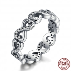 Popular 100% 925 Sterling Silver Infinity Love Stackable Ring, Clear CZ Finger Ring Women Luxury Fashion Jewelry PA7198 RING-0060