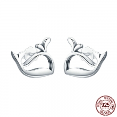 2018 New 100% 925 Sterling Silver Cute Whale Small Animal Stud Earrings for Women Fashion Sterling Silver Jewelry SCE248 EARR-0289