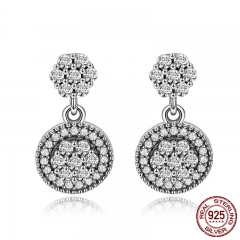 100% 925 Sterling Silver Radiant Elegance Round Geometric Stud Earrings for Women Sterling Silver Jewelry Gift SCE402 EARR-0411