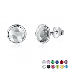 Popular 925 Sterling Silver April Birthstone Droplets, Rock Crystal Stud Earrings For Women Fashion Jewelry PAS498 EARR-0121
