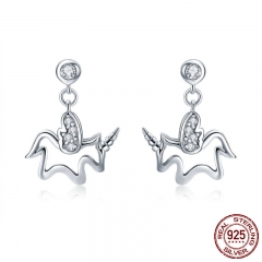 100% 925 Sterling Silver Trendy Licorne Memory Simple Line Geometric Stud Earrings For Women Silver Jewelry Making SCE425 EARR-0445