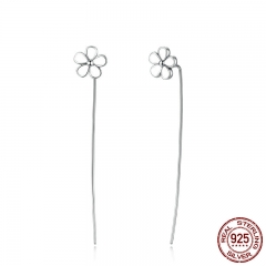 Original 925 Sterling Silver White Flower 5.5 CM Long Drop Earrings for Women Engagement Fine Jewelry SCE012 EARR-0073