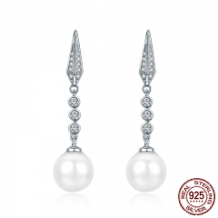 Genuine 100% 925 Sterling Silver Glittering CZ Geometric Drop Earrings for Women Valentine Day Jewelry Brincos SCE276 EARR-0287