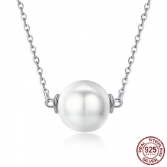 Classic 925 Sterling Silver Freshwater Pearl Round Pendant Necklaces for Women Valentine Gift Silver Jewelry SCN289 NECK-0228