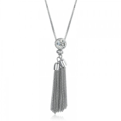 2018 New Arrival Silver Sweater Long Tassel Necklace Women Round Chain Long Pendant Necklace Jewelry YIN066 FASH-0123