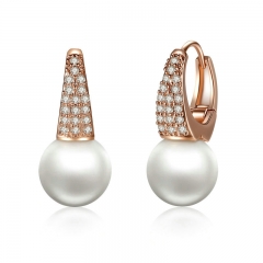 Rose Gold Color Earrings for Women with Simulated Pearls & Crystals Earrings For Women In Dangle Earrings JIE060 FASH-0105