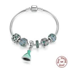 Summer Collection Authentic 925 Sterling Silver Green Bracelet With Lucky Clover Charm Engagement Jewelry PSB007 BRACE-0011