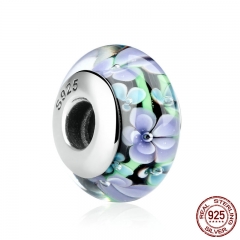 925 Sterling Silver Colorful Flower Pattern European Glass Beads Charms for Women DIY Bracelets & Necklaces SCZ009 CHARM-1004