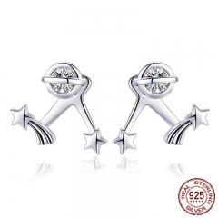 Authentic 925 Sterling Silver Exquisite Star Clear Cubic Zircon Stud Earrings for Women Sterling Silver Jewelry SCE474 EARR-0576