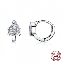 Authentic 925 Sterling Silver Love Heart Dazzling Zircon Stud Earrings for Women Valentines Day Gift Jewelry SCE514 EARR-0611