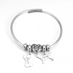 Stainless Steel Fashion Snake Chain Charm Bead Bracelet Women C150019