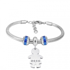 Stainless Steel Fashion Snake Chain Charm Bead Bracelet Women L085640