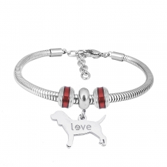 Stainless Steel Fashion Snake Chain Charm Bead Bracelet Women L085623