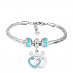 Stainless Steel Fashion Snake Chain Charm Bead Bracelet Women L085605