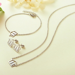Stainless Steel Necklace Bracelet Earring Jewelry Set  XXXS-0064A
