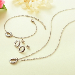 Stainless Steel Necklace Bracelet Earring Jewelry Set  XXXS-0056A