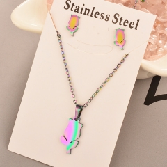 Stainless Steel Cheap Tornasol Color Jewelry set Necklace  XXXS-0187