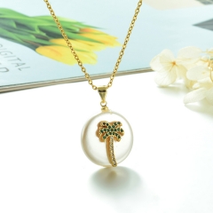 Stainless Steel Chain and Brass Pendant Necklace TTTN-0171