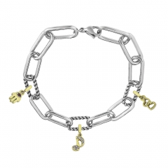 Stainless Steel Me Link Bracelet with Small Charms ML099