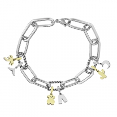 Stainless Steel Me Link Bracelet with Small Charms ML127