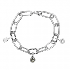 Stainless Steel Me Link Bracelet with Small Charms ML047