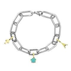 Stainless Steel Me Link Bracelet with Small Charms ML083