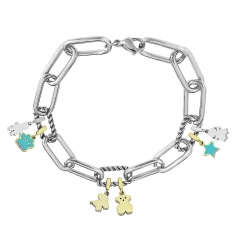 Stainless Steel Me Link Bracelet with Small Charms ML124