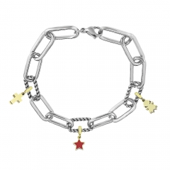 Stainless Steel Me Link Bracelet with Small Charms ML076