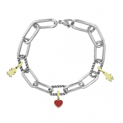 Stainless Steel Me Link Bracelet with Small Charms ML084