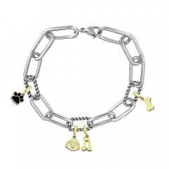 Stainless Steel Me Link Bracelet with Small Charms ML147