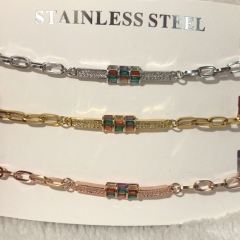 stainless steel chain with copper charm diamond bracelet TTTB-0097