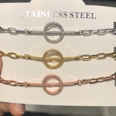 stainless steel chain with copper charm diamond bracelet TTTB-0081