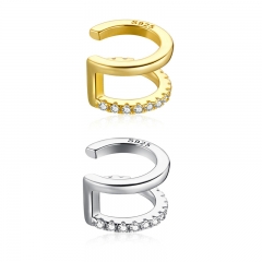 sterling silver designer rhinestone earrings hoop SCE994-A