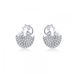 sterling silver women korean cute earrings BSE354