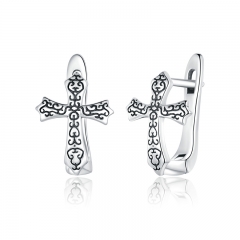 sterling silver designer rhinestone earrings hoop SCE943