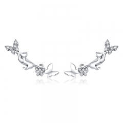 sterling silver designer rhinestone earrings hoop SCE961